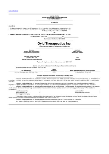 Vorschaubild Ovid Therapeutics
 10-Q Quartalsbericht 2023 