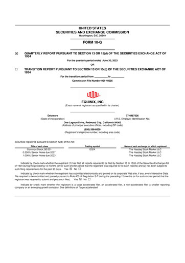 Thumbnail Equinix 10-Q Quarterly Report FY2023 