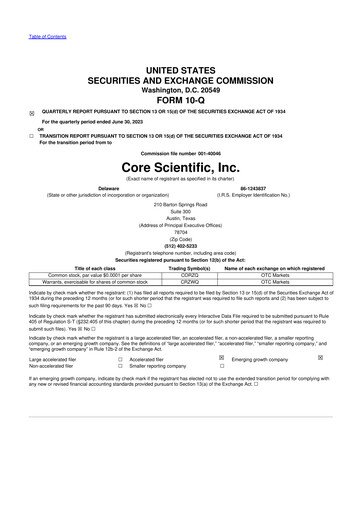 Thumbnail Core Scientific 10-Q Quarterly Report FY2023 