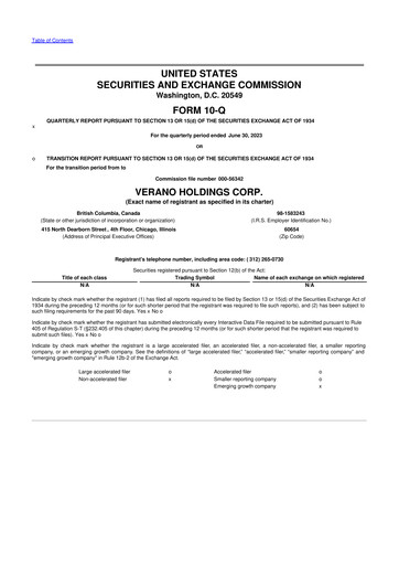 Vorschaubild Verano Holdings 10-Q Quartalsbericht 2023 