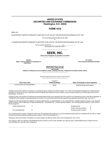 Vorschaubild Seer Inc 10-Q Quartalsbericht 2023 