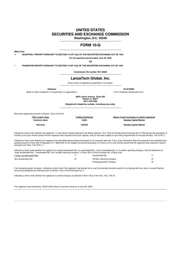Miniature LanzaTech Global 10-Q Rapport trimestriel 2023 