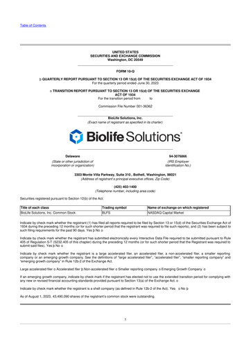 Thumbnail Biolife Solutions
 10-Q Quarterly Report FY 