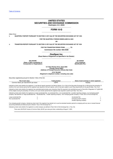Thumbnail OneSpan 10-Q Quarterly Report FY2023 