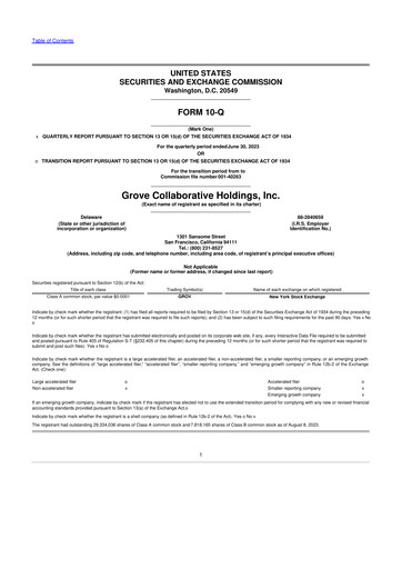 Miniature Grove Collaborative 10-Q Rapport trimestriel  