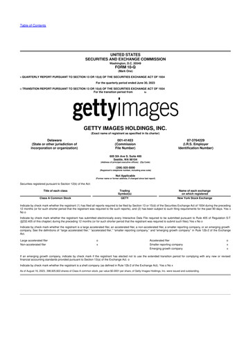 Miniature Getty Images 10-Q Rapport trimestriel 2023 