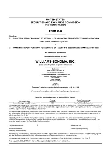 Thumbnail Williams-Sonoma 10-Q Quarterly Report FY2023 