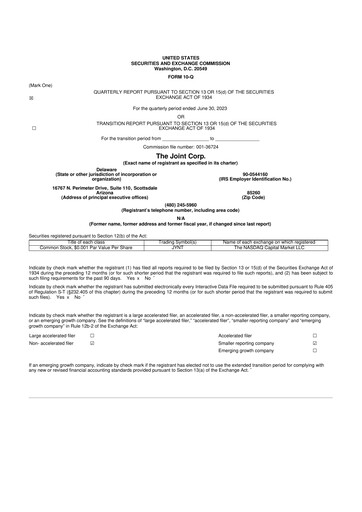 Thumbnail The Joint Corp. 10-Q Quarterly Report FY2023 