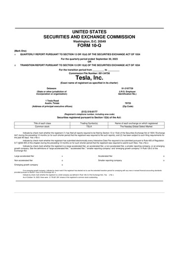 Thumbnail Tesla 10-Q Quarterly Report FY2023 