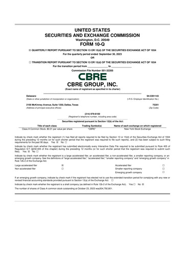 Thumbnail CBRE Group
 10-Q Quarterly Report FY2023 