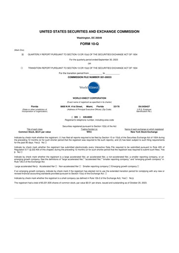 Thumbnail World Kinect 10-Q Quarterly Report FY2023 