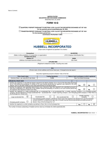 Thumbnail Hubbell 10-Q Quarterly Report FY2023 