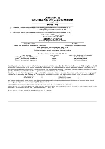 Thumbnail Noble Corporation
 10-Q Quarterly Report FY2023 