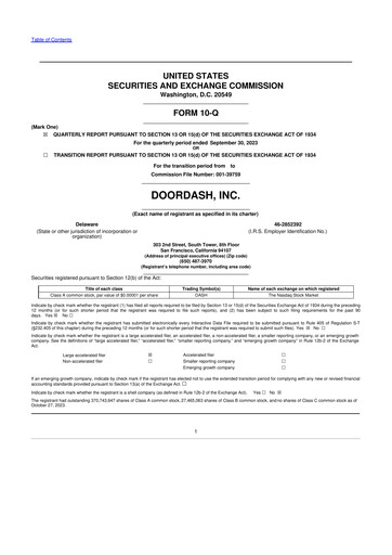 Thumbnail DoorDash 10-Q Quarterly Report FY2023 