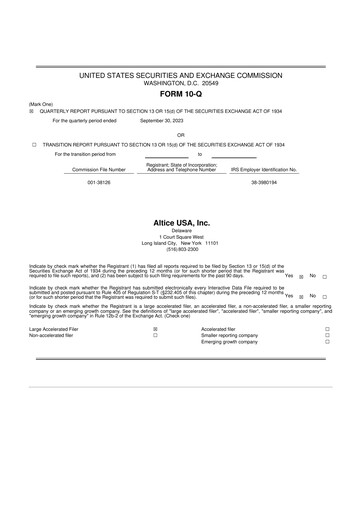 Thumbnail Altice USA
 10-Q Quarterly Report FY2023 