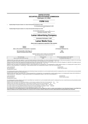 Thumbnail Lamar Advertising 10-Q Quarterly Report FY2023 