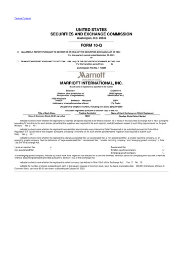 Thumbnail Marriott International 10-Q Quarterly Report FY2023 