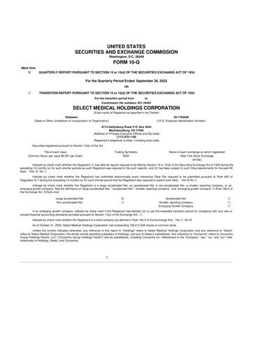 Miniature Select Medical Holdings 10-Q Rapport trimestriel 2023 