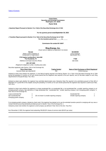 Miniature Ring Energy
 10-Q Rapport trimestriel 2023 