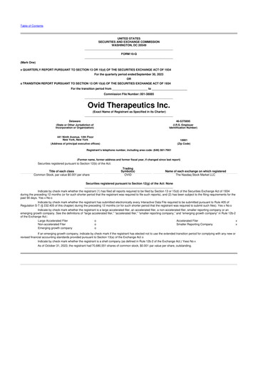 Vorschaubild Ovid Therapeutics
 10-Q Quartalsbericht 2023 