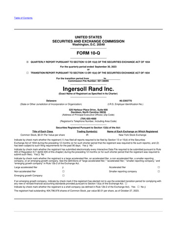 Vorschaubild Ingersoll Rand 10-Q Quartalsbericht 2023 