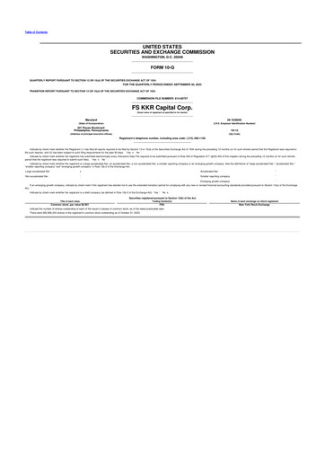 Thumbnail FS KKR Capital
 10-Q Quarterly Report FY2023 