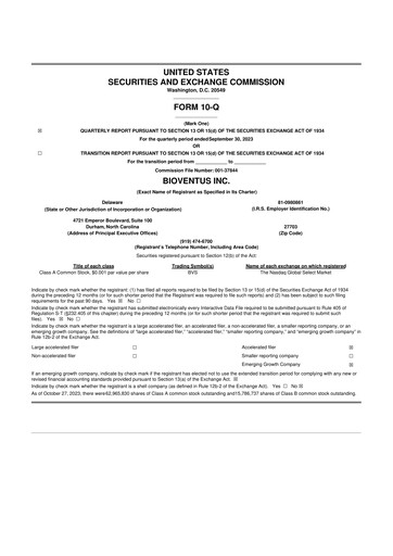 Thumbnail Bioventus 10-Q Quarterly Report FY2023 