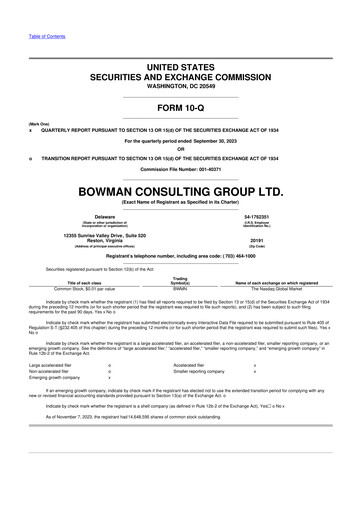 Miniature Bowman Consulting Group 10-Q Rapport trimestriel 2023 