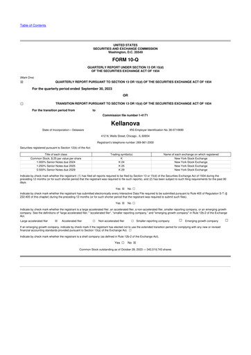 Thumbnail Kellanova 
 (Kellogg's) 10-Q Quarterly Report FY2023 