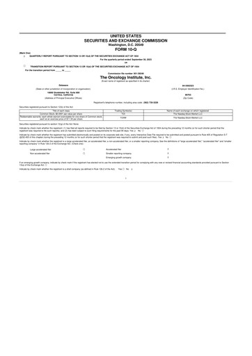 Thumbnail The Oncology Institute 10-Q Quarterly Report FY2023 