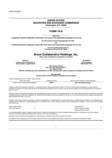 Miniature Grove Collaborative 10-Q Rapport trimestriel  