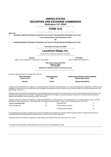 Miniature LanzaTech Global 10-Q Rapport trimestriel 2023 