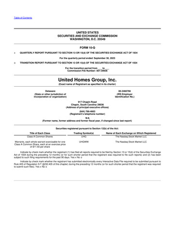 Vorschaubild United Homes Group 10-Q Quartalsbericht 2023 