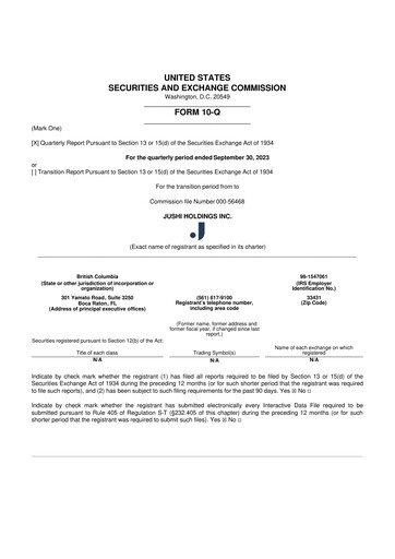 Vorschaubild Jushi Holdings 10-Q Quartalsbericht 2023 