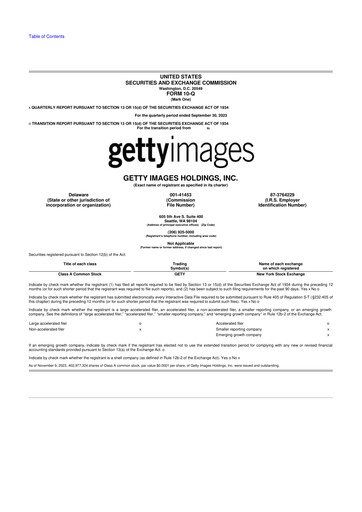 Miniature Getty Images 10-Q Rapport trimestriel 2023 