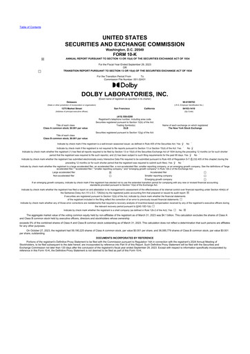 Thumbnail Dolby 10-K Annual Report 2023