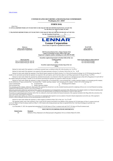Thumbnail Lennar 10-K Annual Report 2023