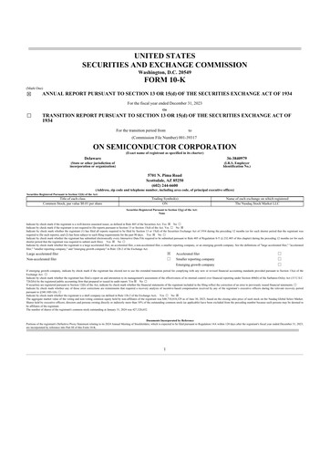 Thumbnail ON Semiconductor 10-K Annual Report 2023