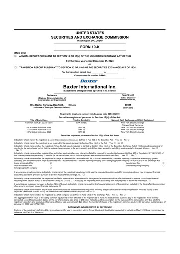 Thumbnail Baxter 10-K Annual Report 2023