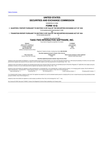 Thumbnail Take-Two Interactive
 10-Q Quarterly Report FY2024 