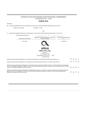 Thumbnail Altice USA
 10-K Annual Report 2023