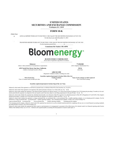 Thumbnail Bloom Energy
 10-K Annual Report 2023