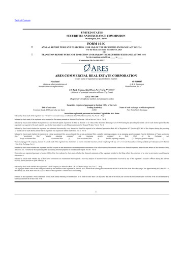 Thumbnail Ares Commercial Real Estate 10-K Annual Report 2023