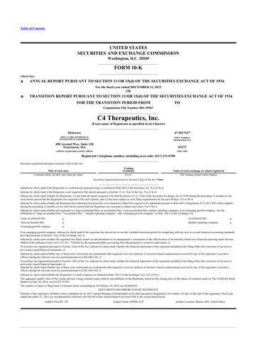 Thumbnail C4 Therapeutics 10-K Annual Report 2023