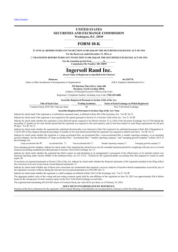 Thumbnail Ingersoll Rand 10-K Annual Report 2023