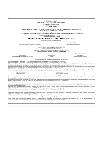 Thumbnail Horace Mann Educators 10-K Annual Report 2023