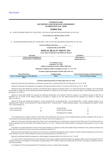 Thumbnail Postal Realty Trust 10-K Annual Report 2023