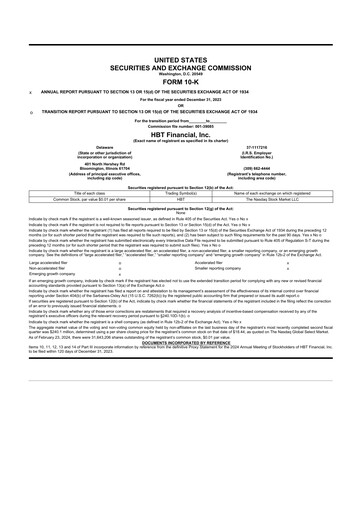 Thumbnail HBT Financial 10-K Annual Report 2023