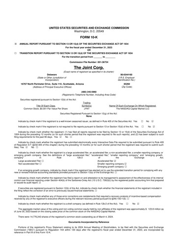 Thumbnail The Joint Corp. 10-K Annual Report 2023