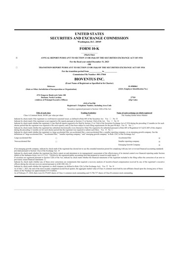 Thumbnail Bioventus 10-K Annual Report 2023